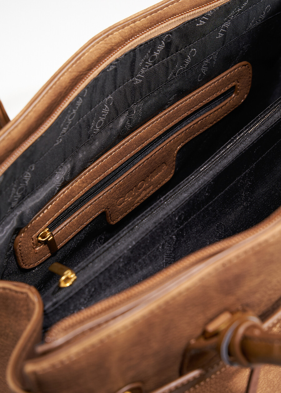 Shopping Belly in ecopelle nabuk MARRONE CARAMELLO Donna , immagine n. 4