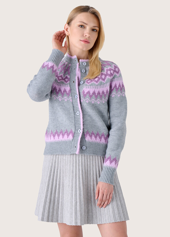 Chica Norwegian patterned cardigan GRIGIO LIGHT GREY Woman null