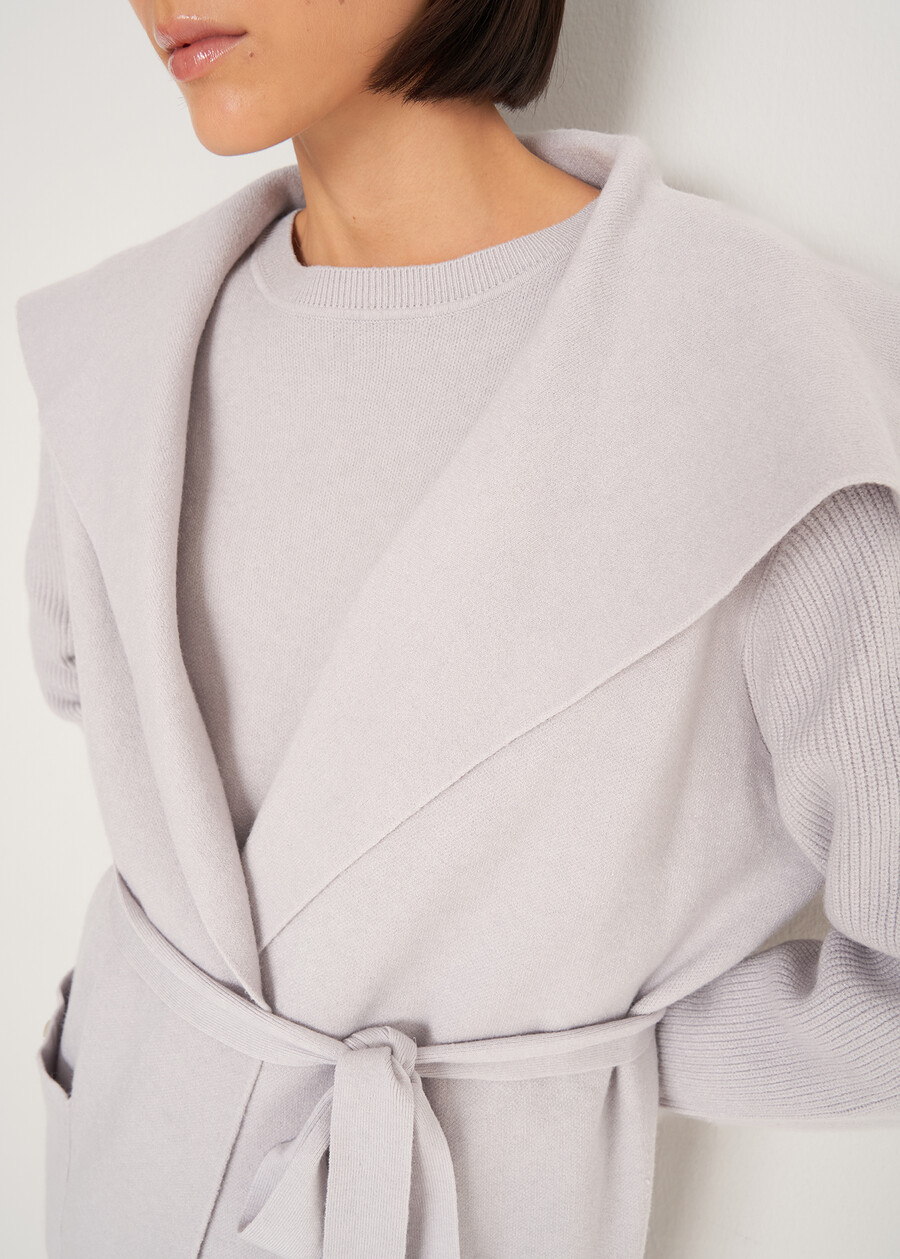 Cardigan Clotilde con collo a scialle MARRONE CAFFEGRIGIO PERLA Donna , immagine n. 3