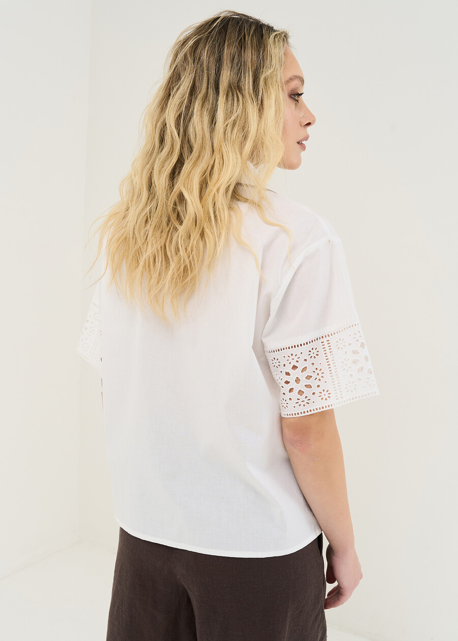 Cammy shirt with openwork embroidery BIANCO WHITE Woman , image number 3