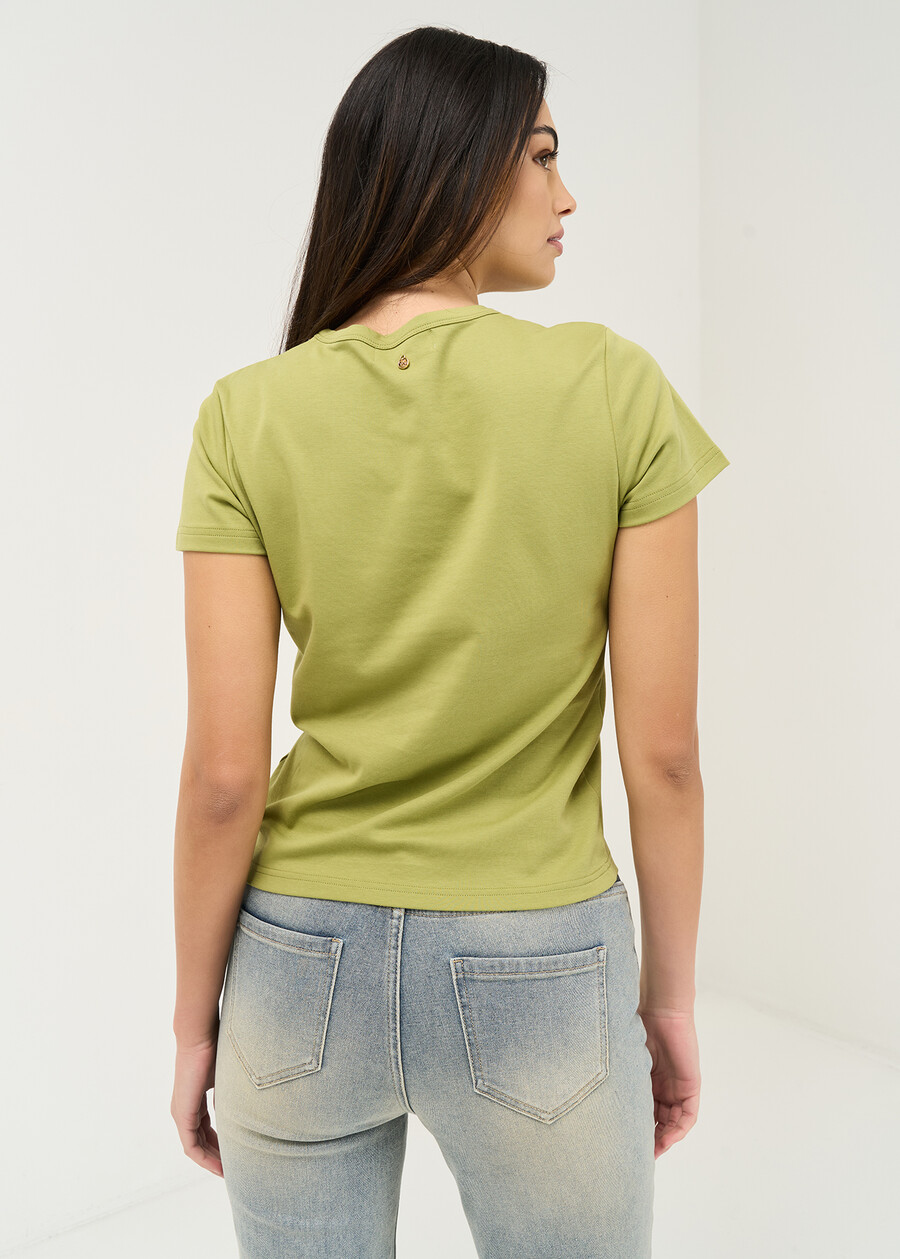 Samuela cotton T-shirt with bead detailing VERDE Woman , image number 3