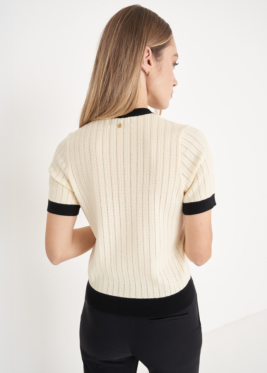 T-shirt in maglia Six BEIGE AVENANERO BLACK Donna , immagine n. 3
