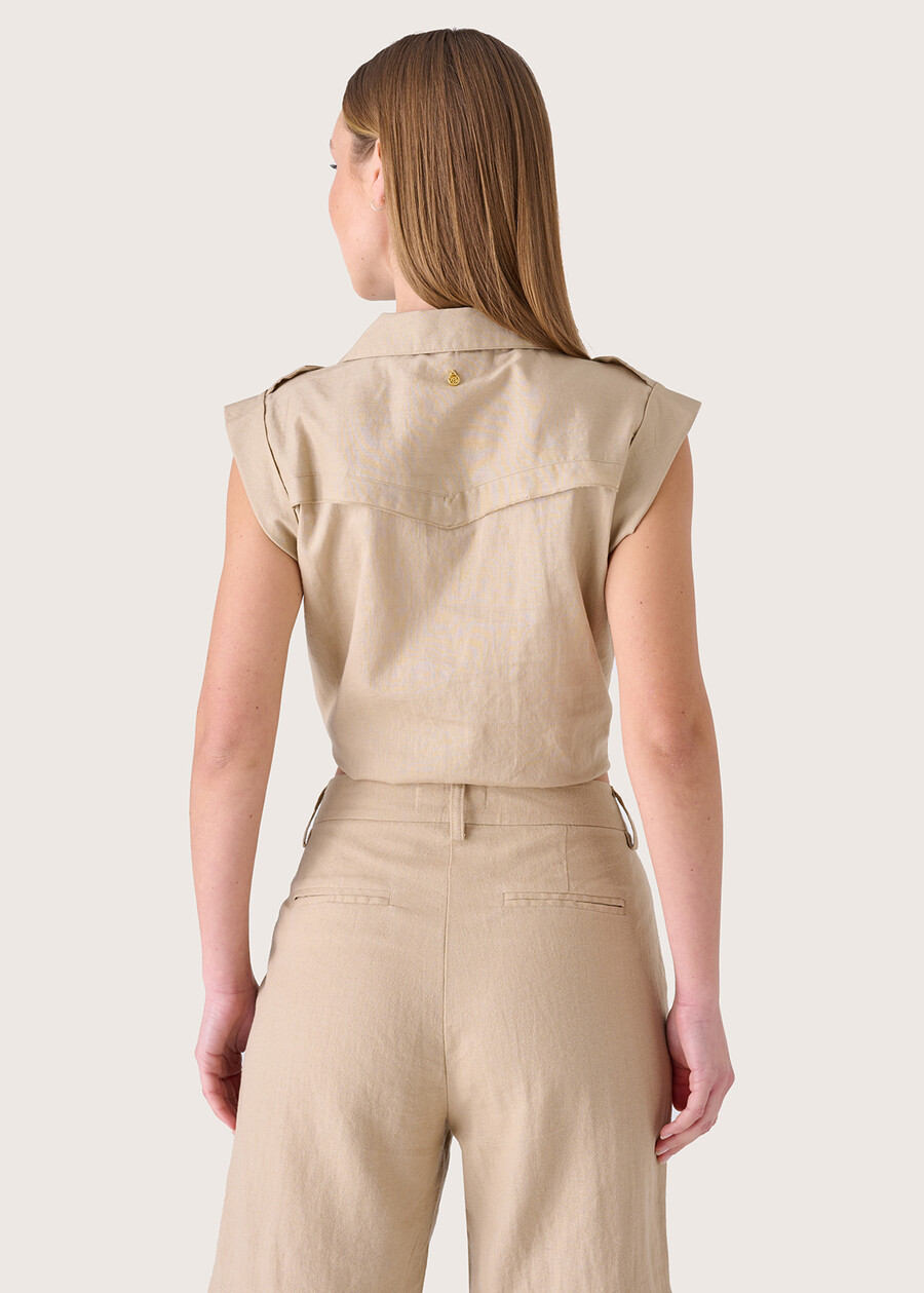 Camicia Cristine in lino e cotone BEIGE SAFARIBLUE OLTREMARE  Donna , immagine n. 3