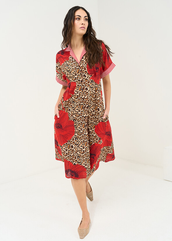 Abito midi Amely in cotone stampato ROSSO Donna null