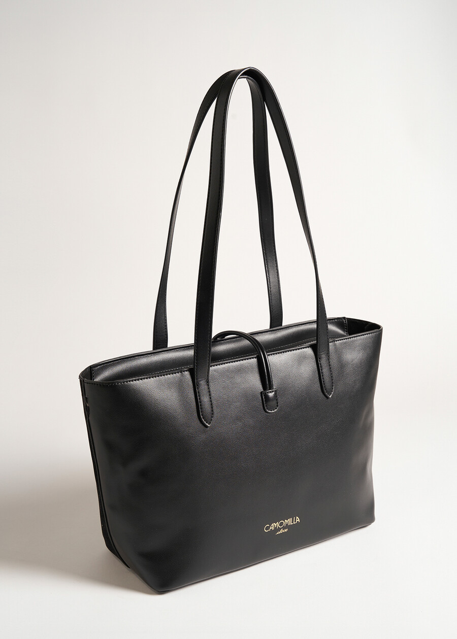 Shopping Betty in ecopelle e ecocamoscio NERO BLACKVIOLA PRUGNA Donna , immagine n. 5