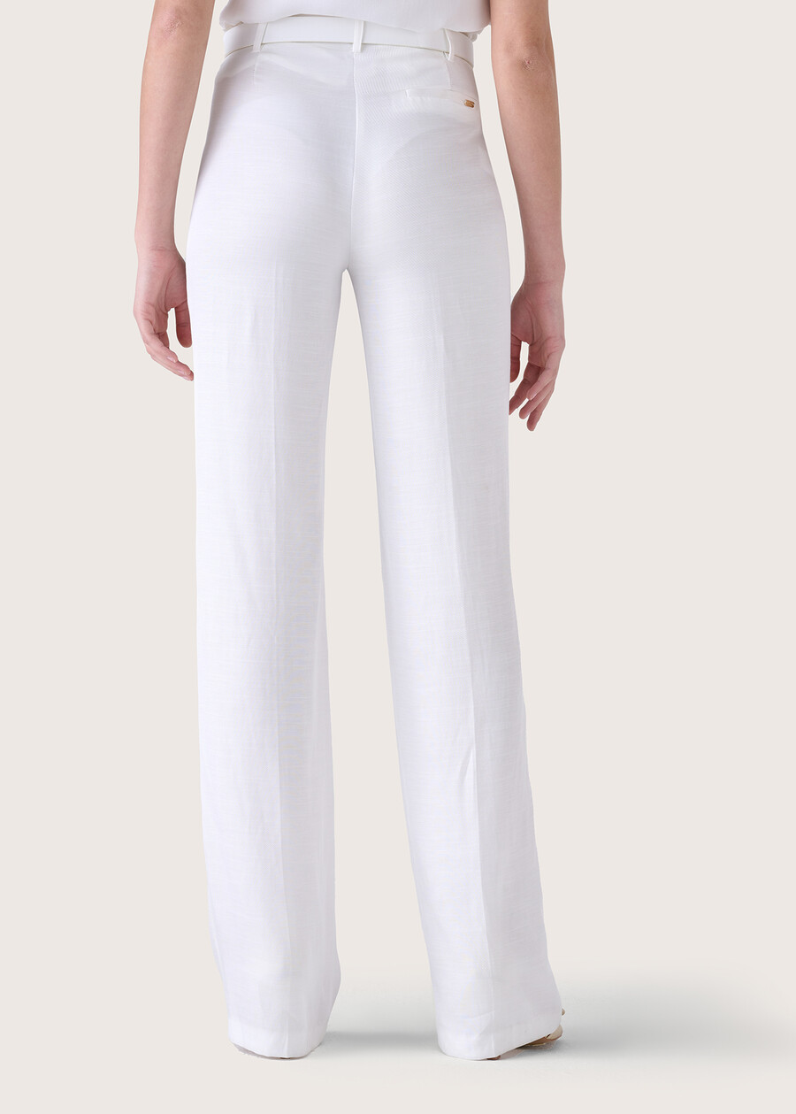 Pantalone Giorgia in misto lino BIANCO WHITEBLUE OLTREMARE GIALLO MANGONERO BLACK Donna , immagine n. 5