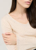 Mum V-neck knit with strass BEIGE Woman image number 3