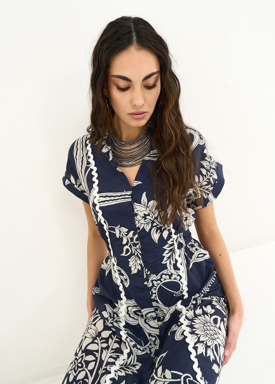 Abito midi Agadir in cotone stampato BLU Donna , immagine n. 2