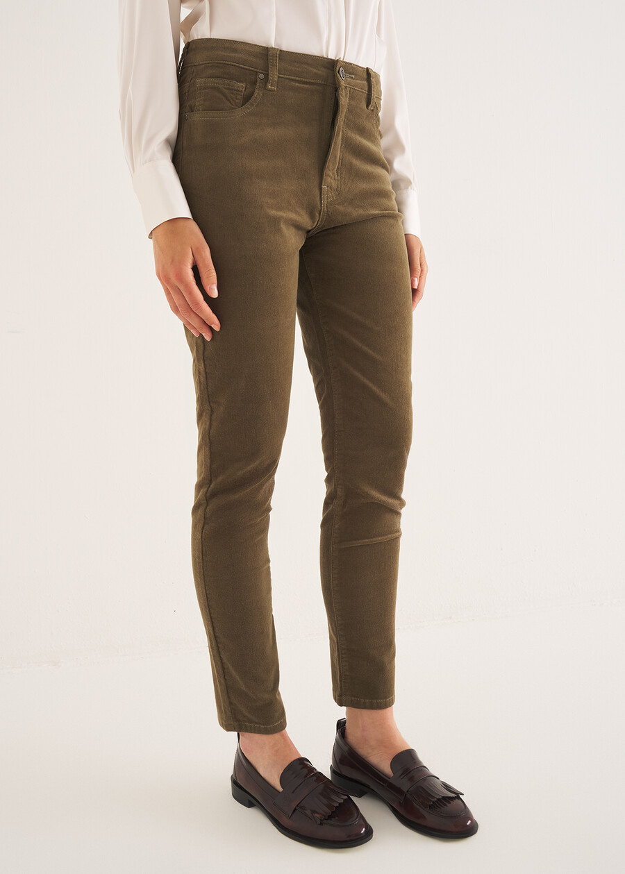 Kate-V smooth velvet pants VERDE ALGAROSSO CHIANTI Woman , image number 2