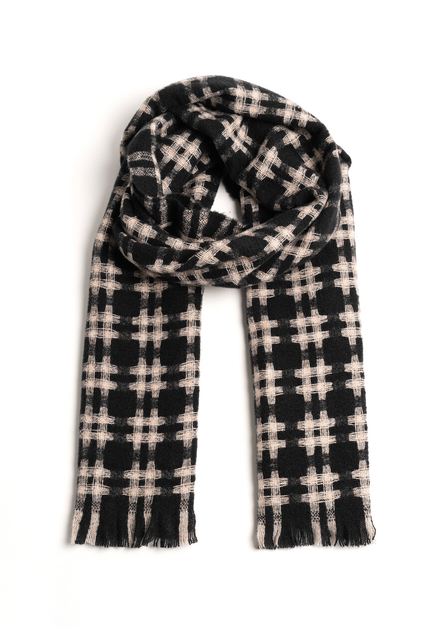 Samy check patterned scarf NERO BLACK Woman , image number 2
