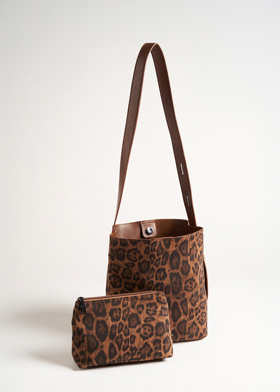 Brooke animalier faux suede bucket bag MARRONE CARAMELLO Woman , image number 3