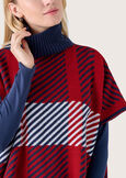 Marcella cape with macro check ROSSO CARPET Woman image number 2