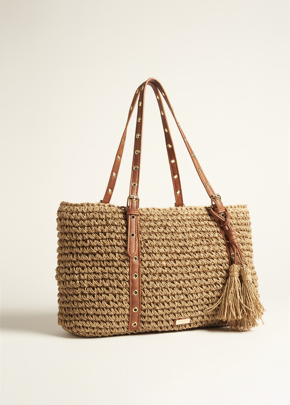 Bistro Straw Bag With Eyelets MARRONE Woman null