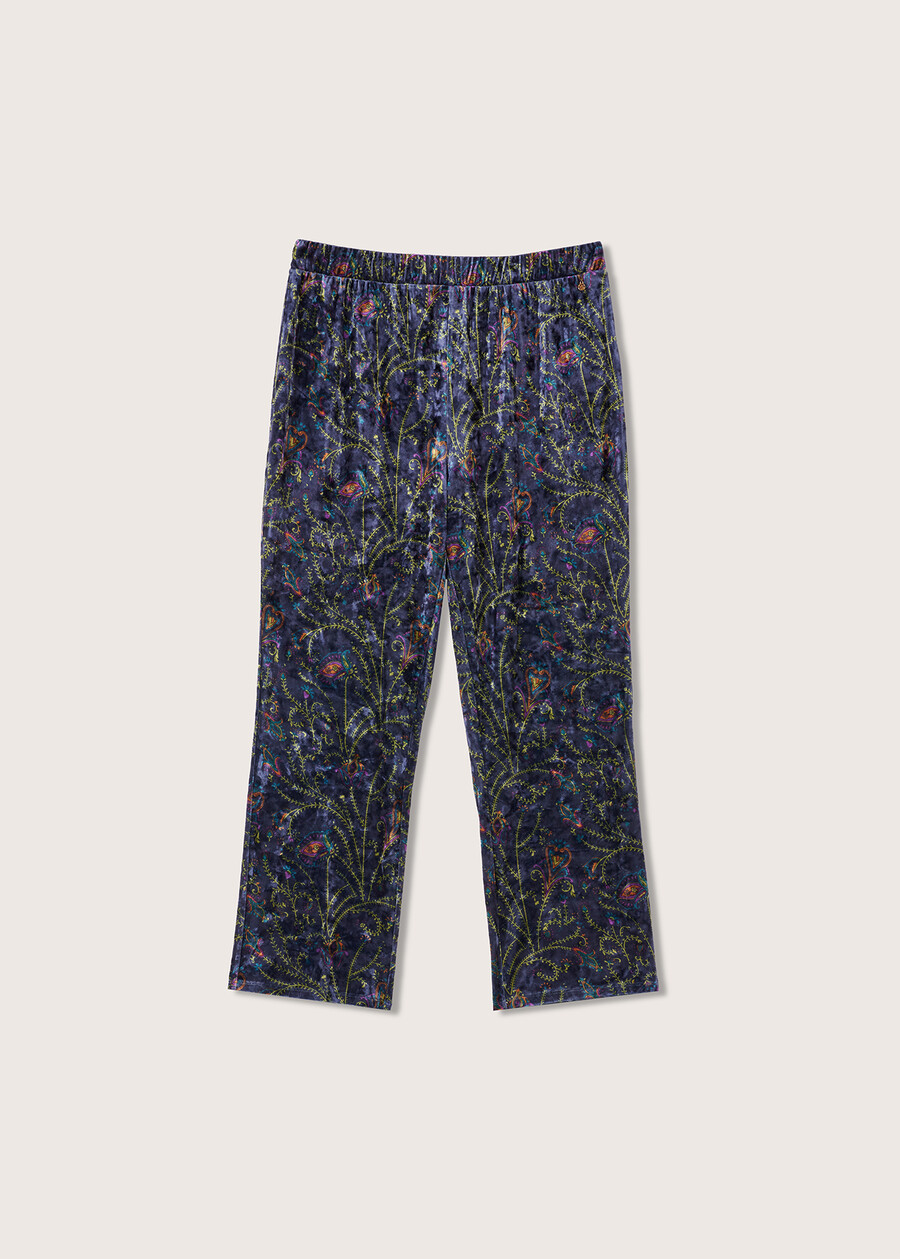 Victoria patterned velvet trousers BLU GRAFITE Woman , image number 5