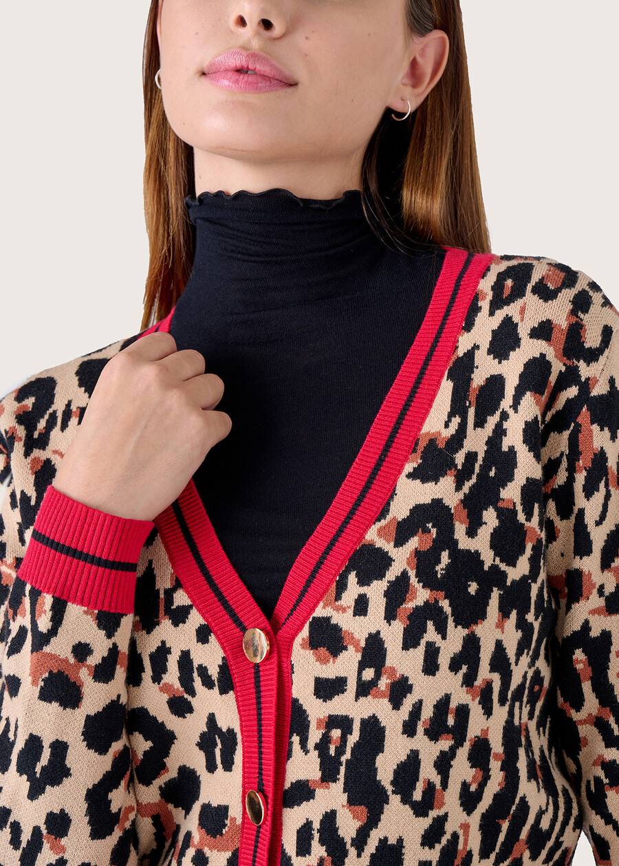 Cardigan Camoo fantasia animalier BEIGE CAMMELLO Donna , immagine n. 3