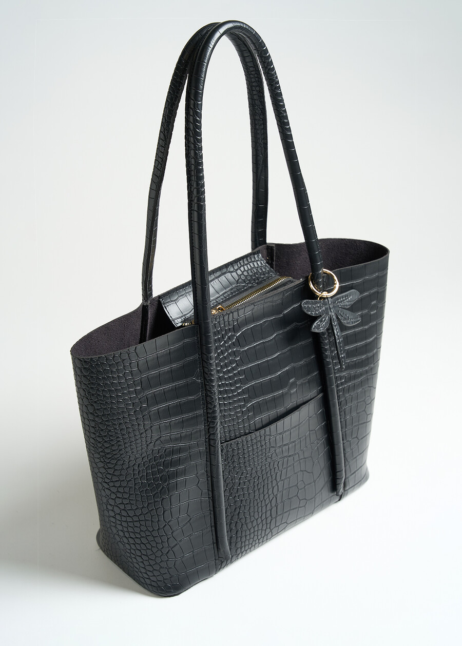 Baxi croc-effect shopper bag NERO Woman , image number 2