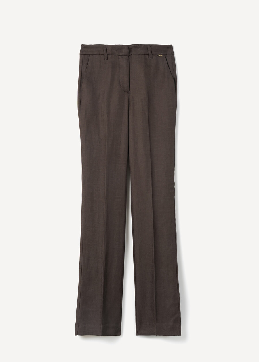 Pantaloni Jacqueline-L Lino e Viscosa MARRONE JAVAARANCIO CAROTENE Donna , immagine n. 6
