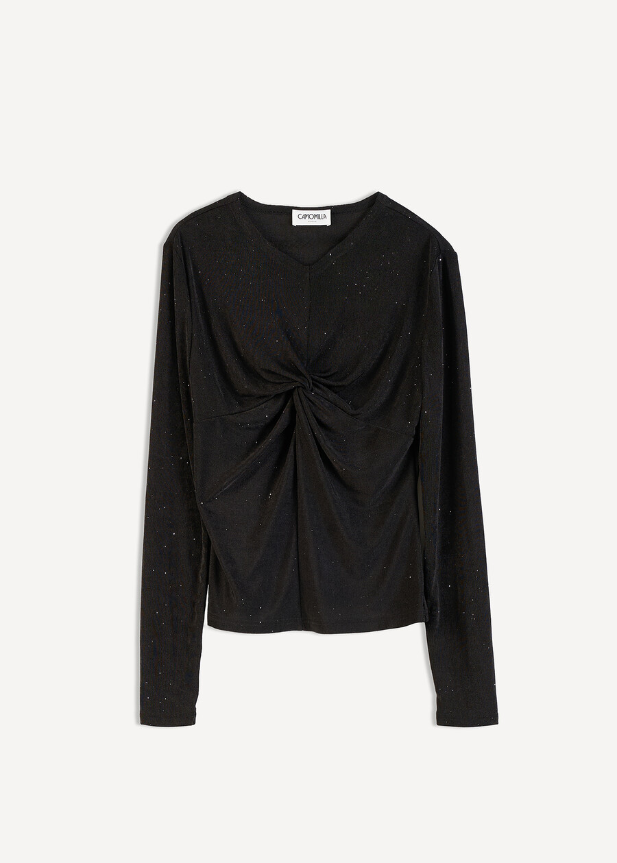 T-shirt Soraya aderente in lurex NERO Donna , immagine n. 5