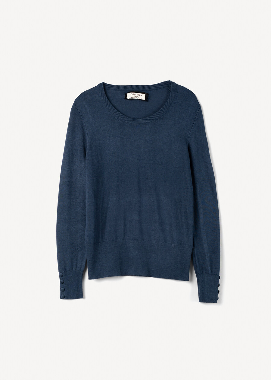 Melody wool sweater with round neck BLU MIDNIGHTCELESTE FIORDALISOVIOLA VINACCIAROSA Woman , image number 4