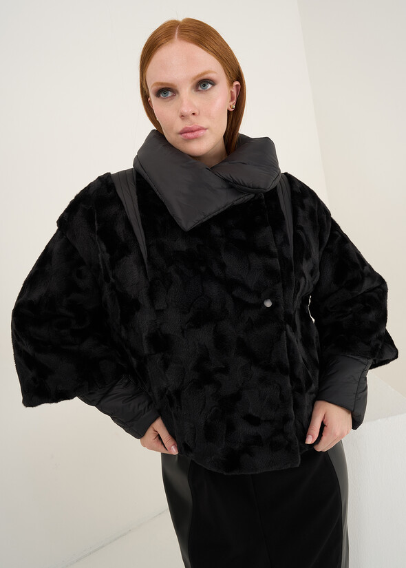 Piumino Percey a cappetta bimateriale NERO Donna null