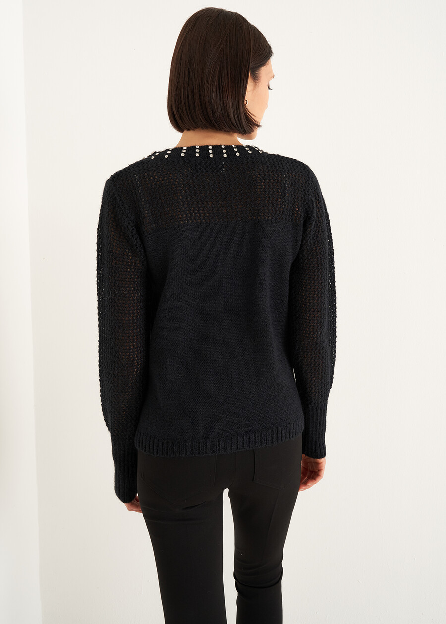 Magnolia mohair sweater with rhinestones NERO BLACK Woman , image number 4