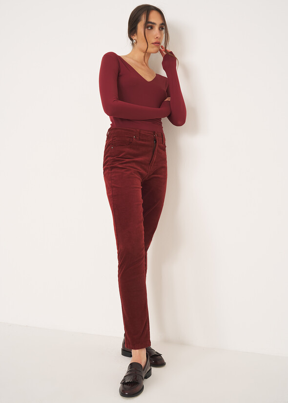 Kate-V smooth velvet pants ROSSO CHIANTI Woman null