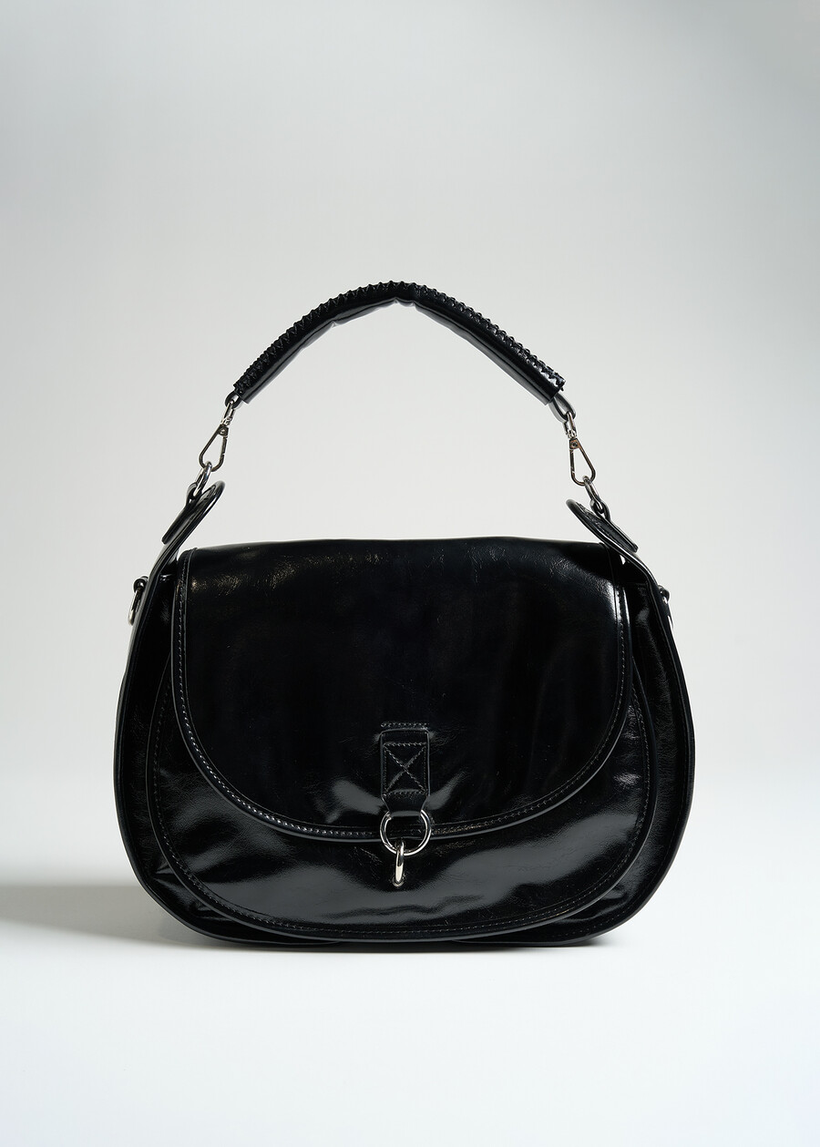 Borsa Broken in ecopelle lucida NERO Donna , immagine n. 3