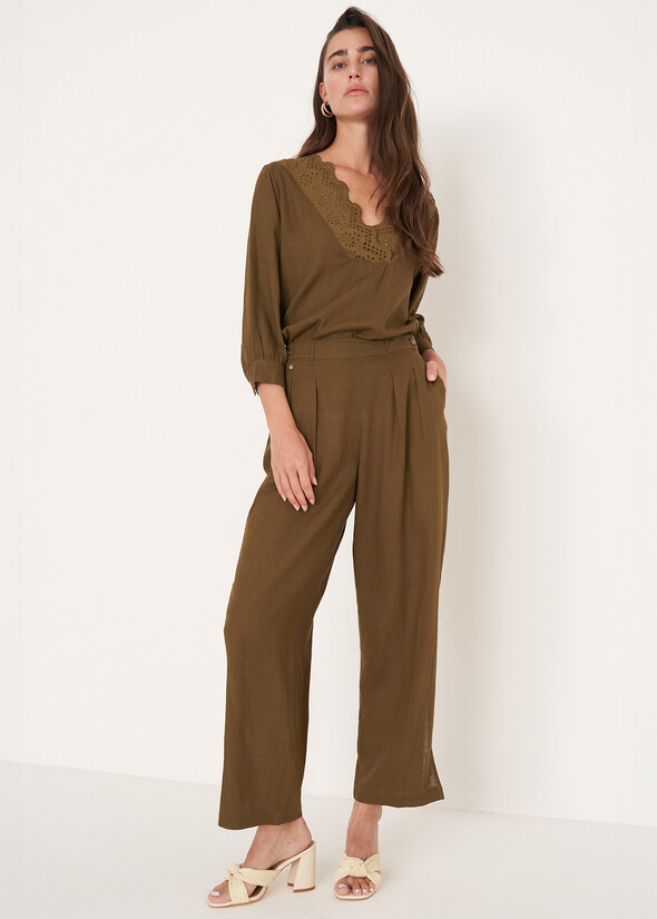 Pantaloni Penny in viscosa e lino
 VERDE ALGA Donna null