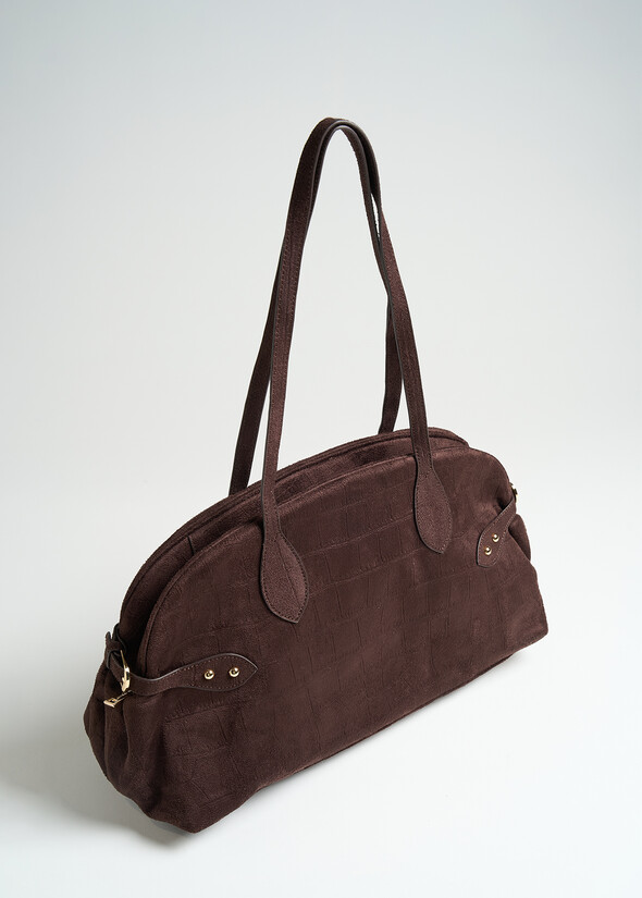 Bagary embossed croc bowling bag MARRONE Woman null