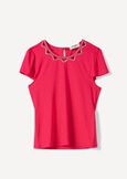 T-shirt Samira con scollo strass ROSA FUCSIA Donna immagine n. 4