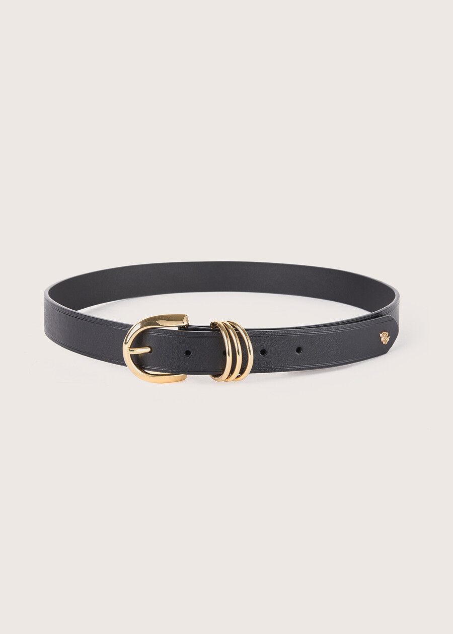 Calin 100% genuine leather belt NERO BLACK Woman , image number 2