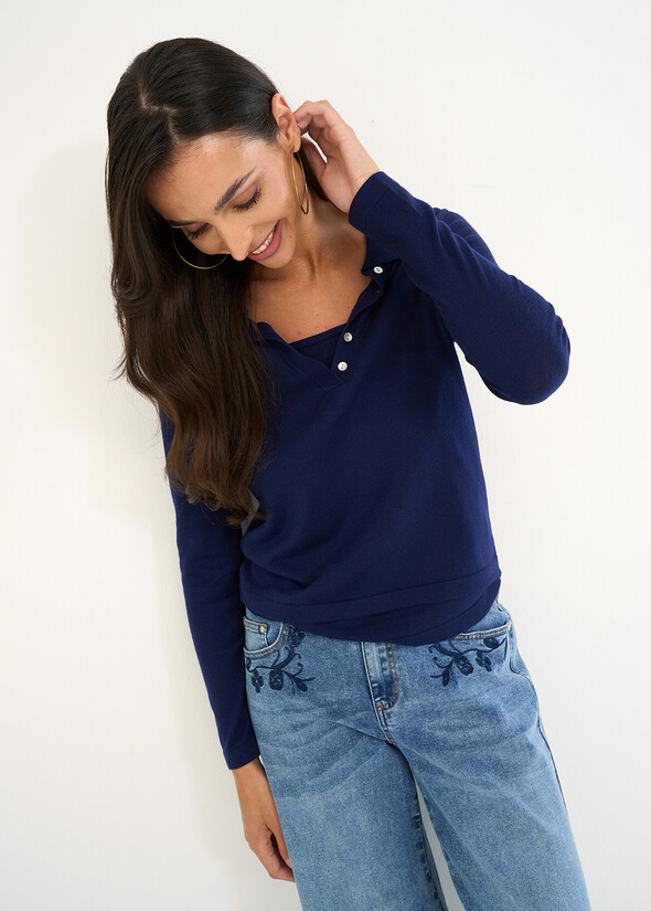 Maglia polo Margaret con finta canotta BLU Donna null
