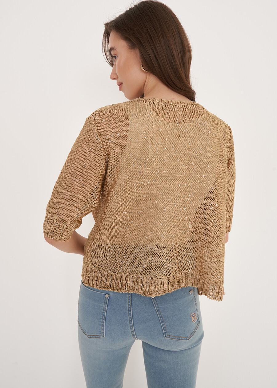 Cardigan Chantal Lurex Con Paillettes BEIGE LATTEGOLD Donna , immagine n. 3