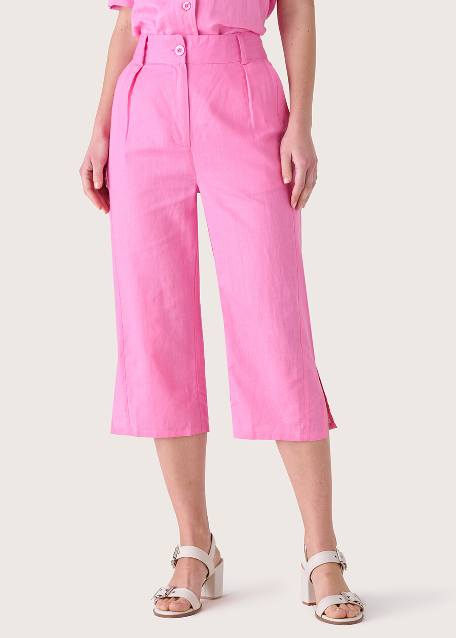 Becrux linen and cotton capri trousers ROSA IBISCUS Woman , image number 2