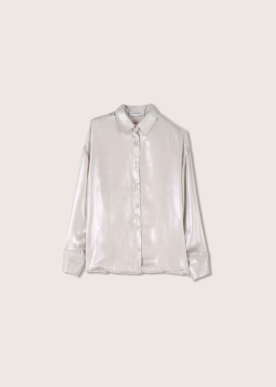 Camicia Cher in tessuto shimmer GRIGIO CLOUD Donna , immagine n. 4