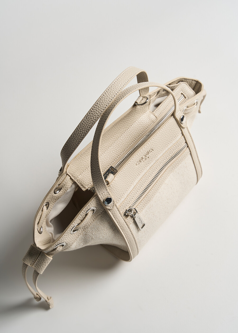 Borsa Brenda canvas e cervo BEIGE LATTE Donna , immagine n. 2