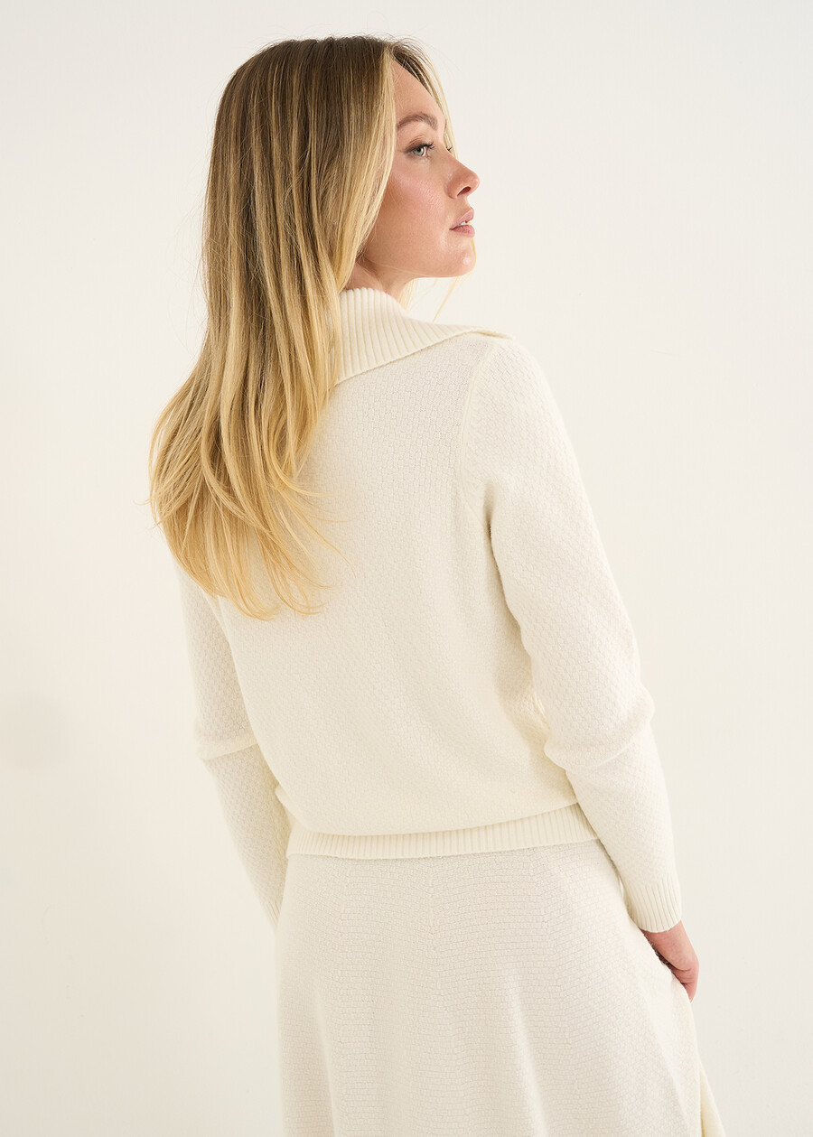 Cristina baby collar knit top BEIGE LATTE Woman , image number 4