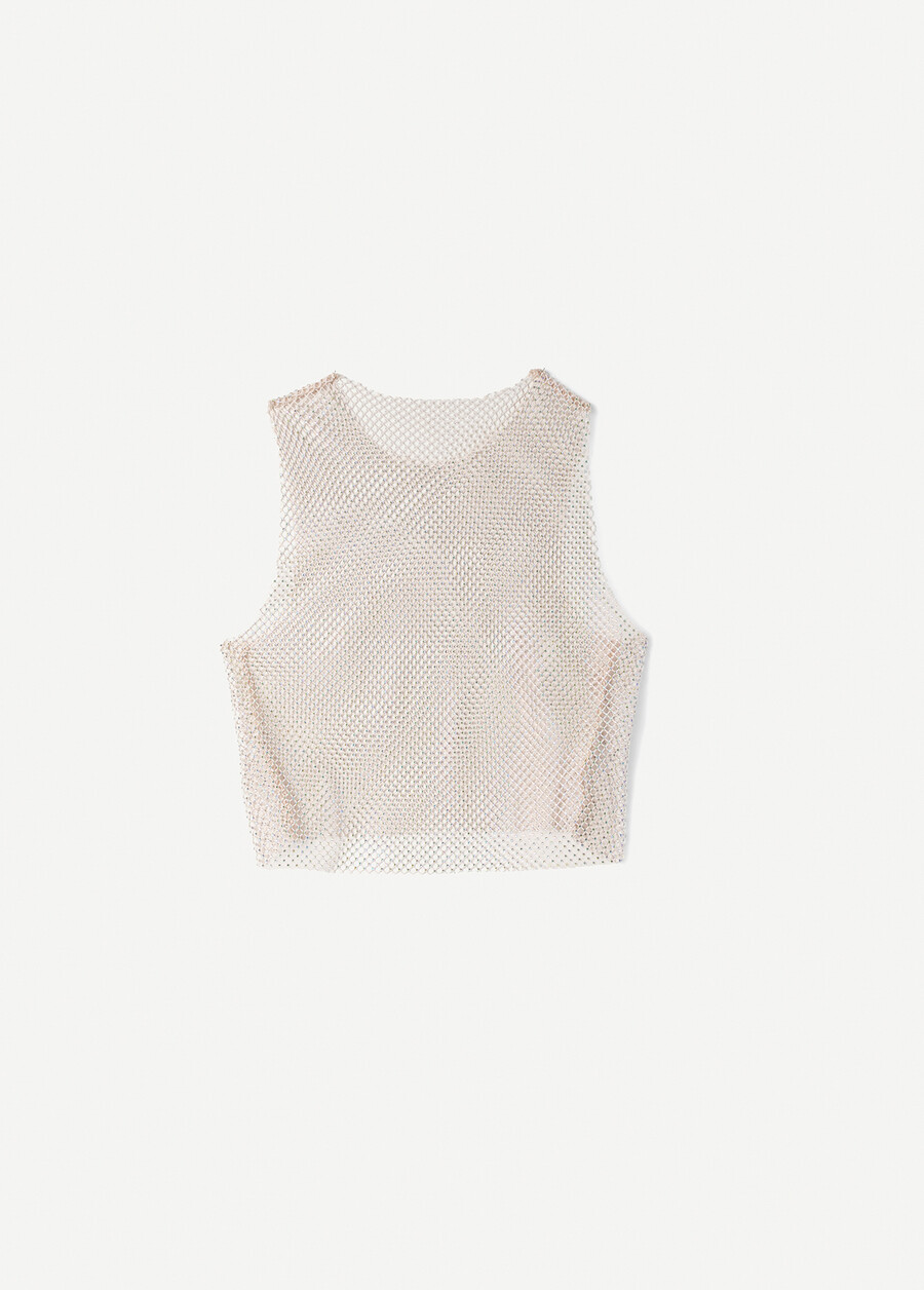 Top Tania in tessuto mesh ROSA NUDONERO BLACK Donna , immagine n. 4