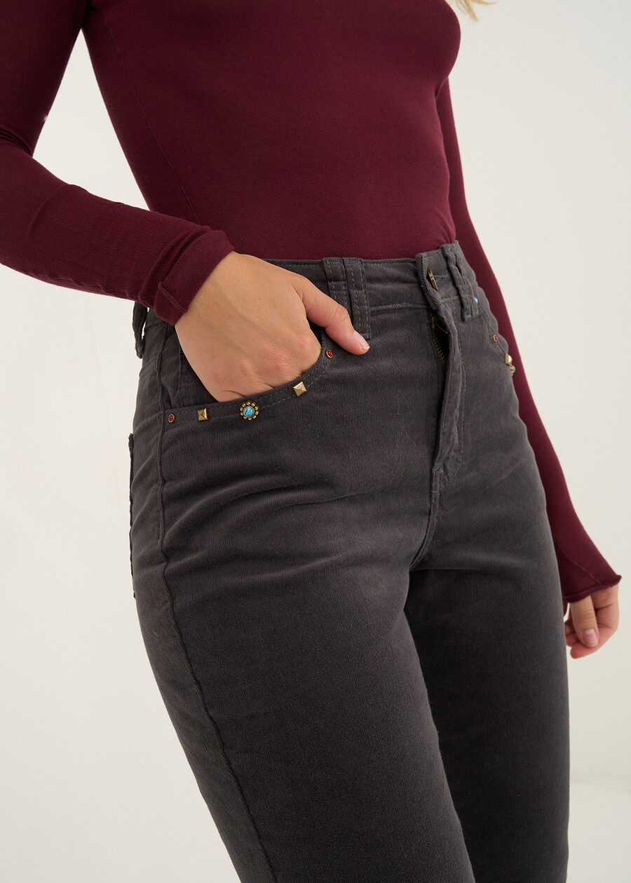 Pantaloni Kate skinny in velluto ROSSO BORDEAUXGRIGIO MEDIUM GREY Donna , immagine n. 3