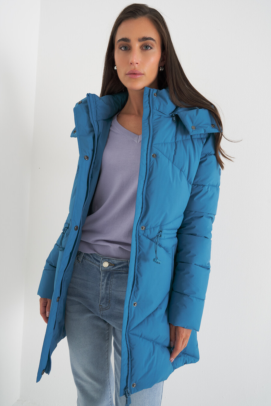 Piumino Palmer con cappuccio staccabile ROSSO MAGENTAVERDE PAVONE Donna , immagine n. 2