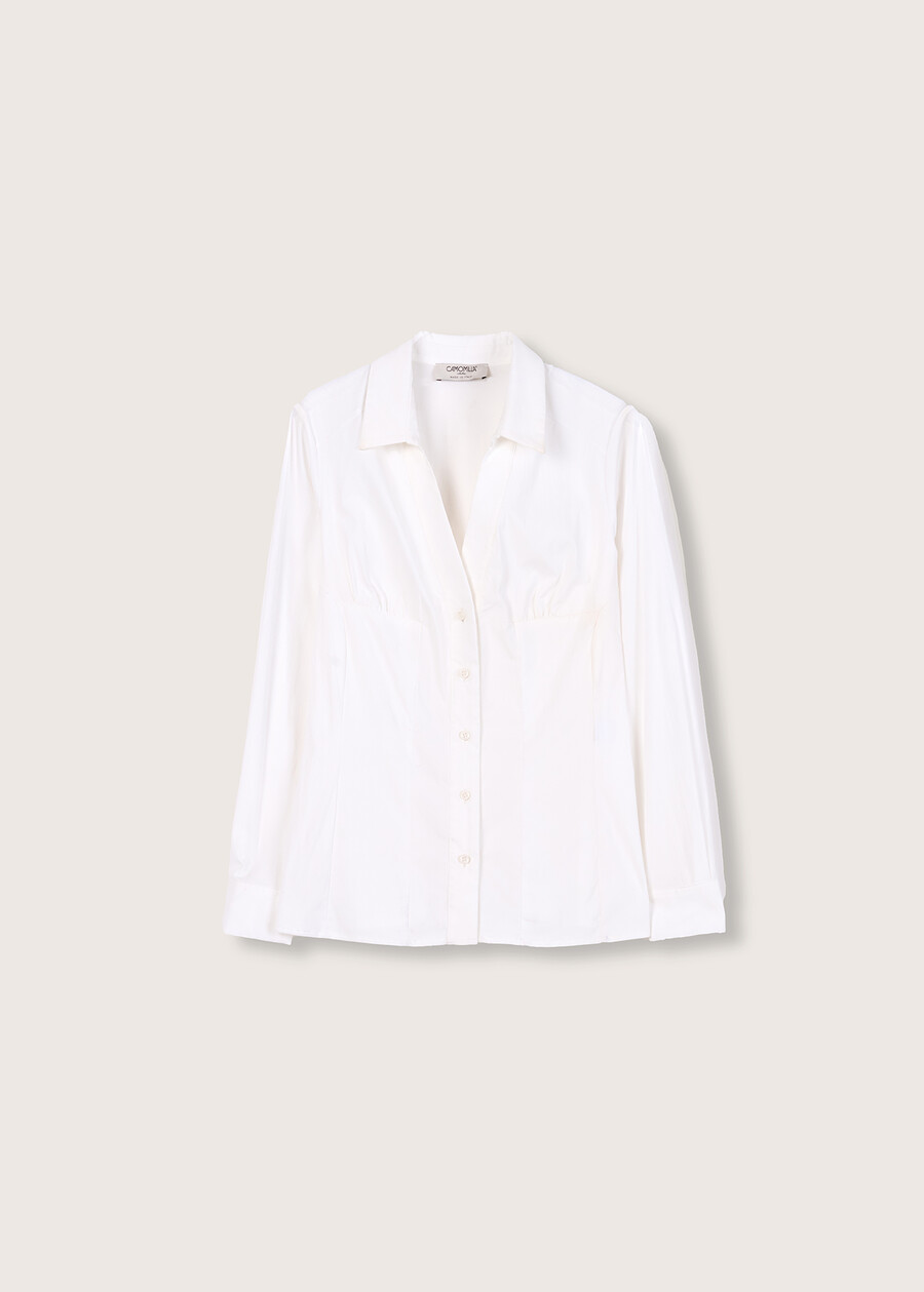 Camicia Carlett in cotone BIANCO WHITEBLU CELESTE Donna , immagine n. 4