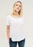 T-shirt Sady in cotone ricamata BIANCO WHITE Donna immagine n. 1