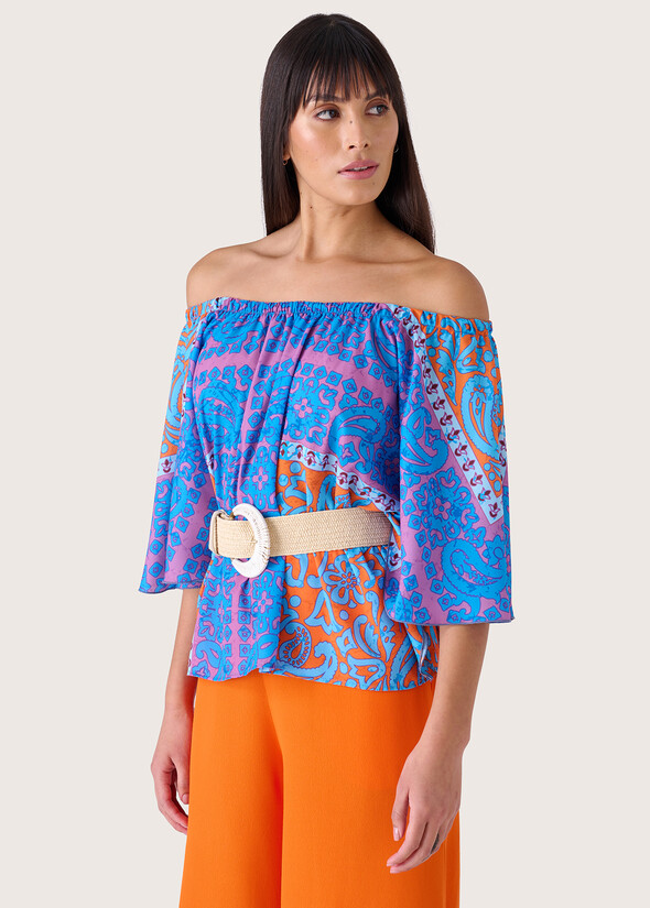 Celia crepe fabric blouse BLUE PACIFIC Woman null