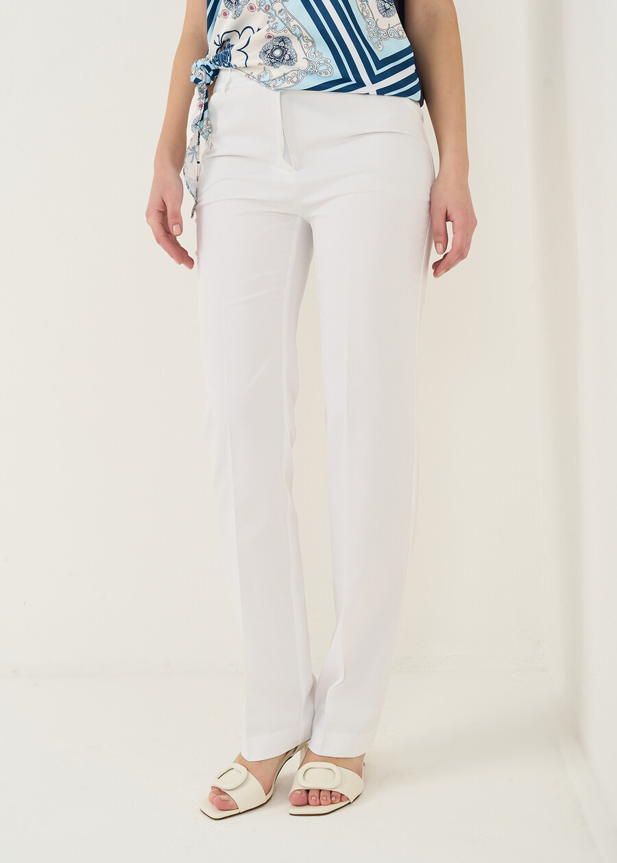 Pantaloni Clair in misto cotone GRIGIOBIANCO WHITE Donna , immagine n. 2