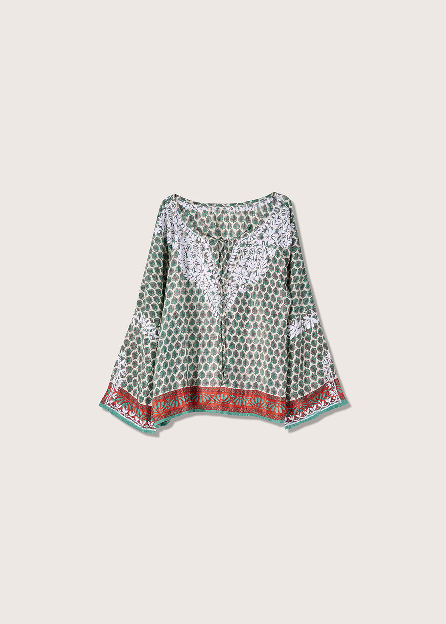 Blusa Cynthia in satin VERDE TIFFANY Donna , immagine n. 4