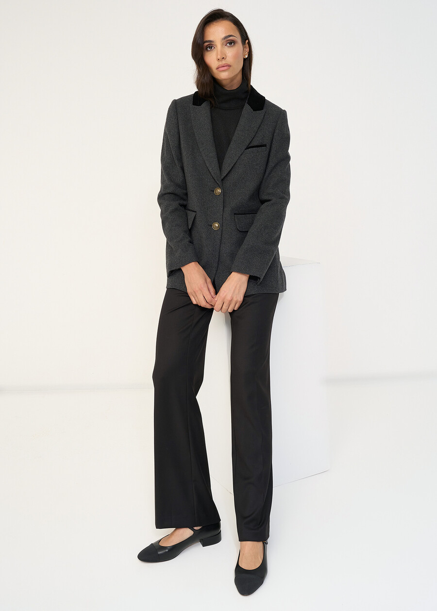 Glenda wool blazer with velvet details NERO BLACK Woman , image number 5