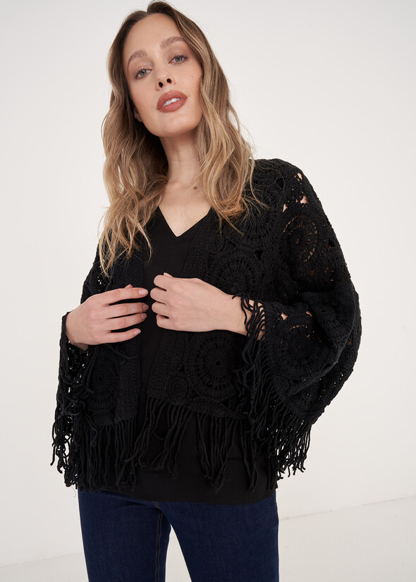 Criss Crochet Cardigan NERO BLACK Woman null