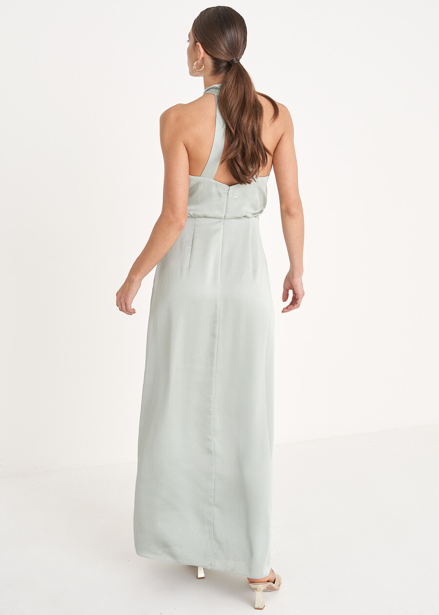 Agnes satin long dress VERDE SALVIA Woman , image number 4