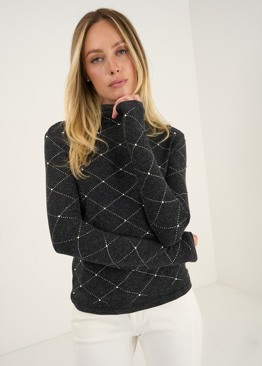 Maglia Molley con rombi di strass GRIGIO GREYBLU Donna , immagine n. 1