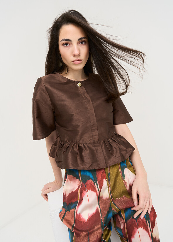 Calys shirt with jewel button MARRONE Woman null